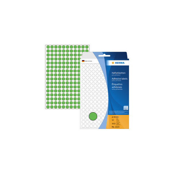 4008705022156 - HERMA Vielzwecketiketten Farbpunkte Ø 8 mm rund grün permanent haftend zur Handbeschriftung