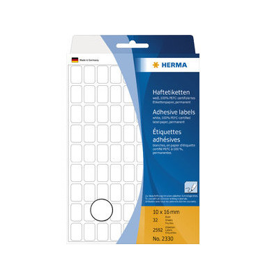 Haftetiketten 2330 10 x 16 mm weiß 2592 Stück Haftetiketten 2330 10 x 16 mm weiß 2592 Stück