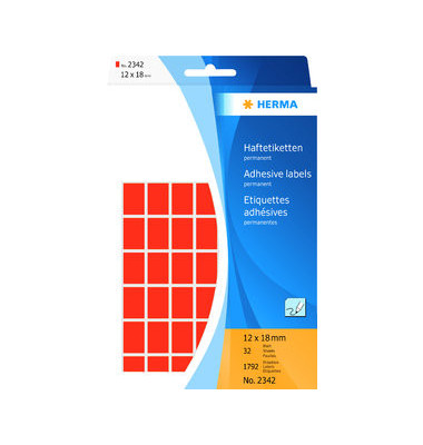 Etiketten 2342, rot, 12x18mm, rechteckig