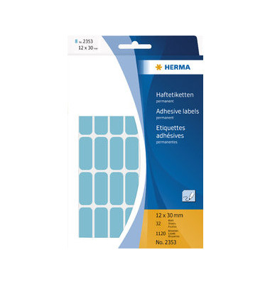 Etiketten 2353, blau, 12x30mm, rechteckig