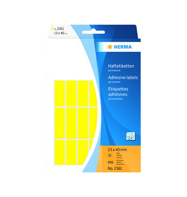 Etiketten 2361, gelb, 13x40mm, rechteckig