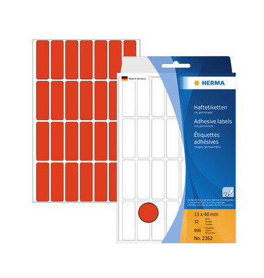 Etiketten 2362, rot, 13x40mm, rechteckig