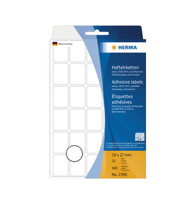 Haftetiketten 2390 19 x 27 mm weiß 960 Stück Haftetiketten 2390 19 x 27 mm weiß 960 Stück