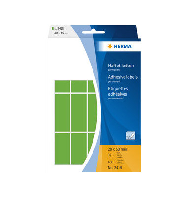 Etiketten 2415, gr&uuml;n, 20x50mm, rechteckig