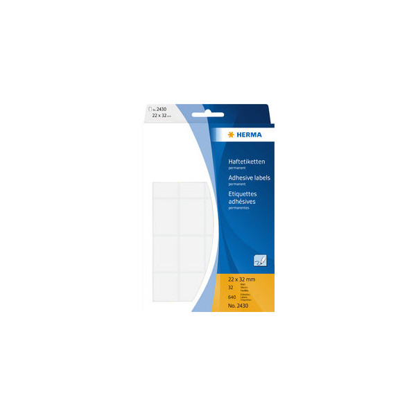4008705024303 - HERMA Mehrzwecketiketten 2430 Weiß DIN A4 22 x 32 mm Rechteckig 32 Blatt à 220 Etikett
