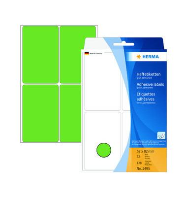 Etiketten 2495, gr&uuml;n, 52x82mm, rechteckig