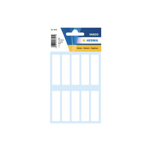 10 Stück Herma Etiketten VARIO 3737, weiß 13x50mm, rechteckig,  4008705037372 Herma 70 Stück