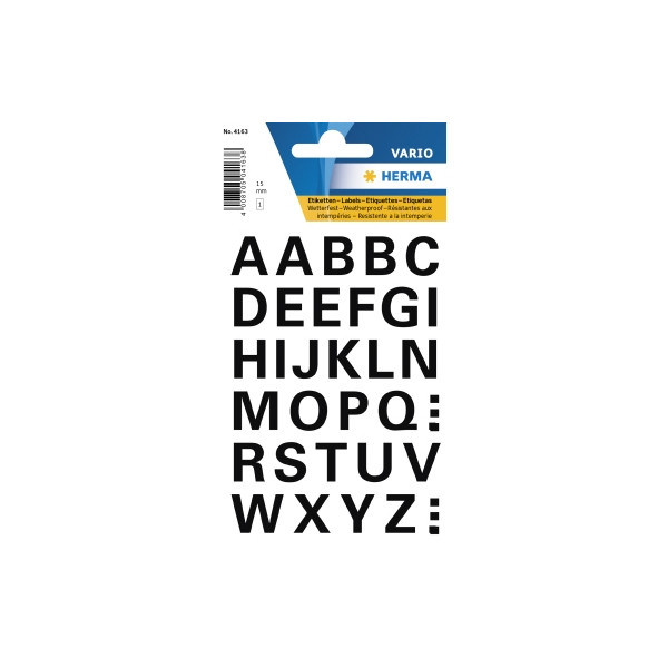 4008705041638 - 4163 Buchstaben 15 mm A-Z wetterfest Folie schwarz 1 Bl 4008705041638 36 Stück