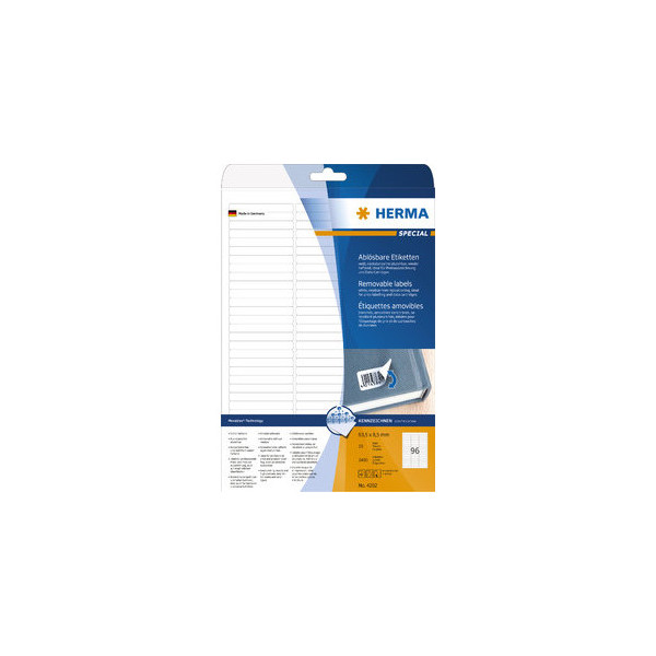 4008705042024 - Ablösbare Etiketten A4 635x85 mm weiß Movables ablösbar Papier matt 2400 St - Herma