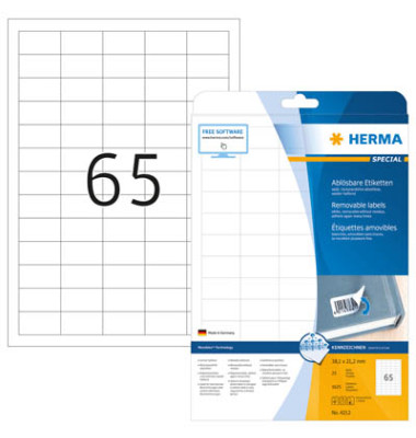 Etiketten Special 4212, weiß 38,1x21,2mm, rechteckig, 