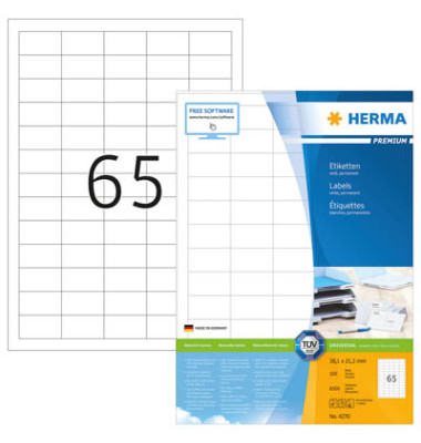 Etiketten Premium 4270, weiß 38,1x21,2mm, rechteckig, 