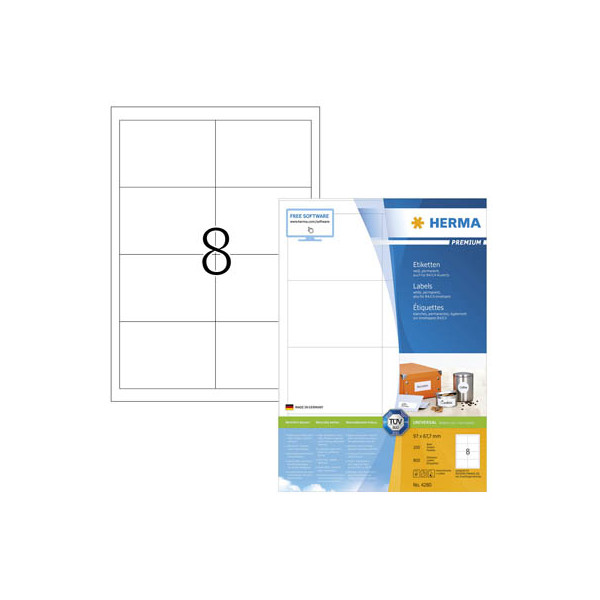 4008705042802 - 4280 Universal-Etiketten 97 x 677 mm Papier Weiß 800 St Permanent haftend Tintenstrahldrucker Laserdrucker Farblaserdrucker Kopierer Farbkopierer