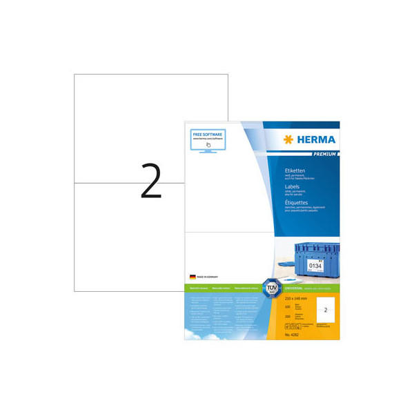4008705042826 - 4282 Universal-Etiketten 210 x 148 mm Papier Weiß 200 St Permanent haftend Tintenstrahldrucker Laserdrucker Farblaserdrucker Kopierer Farbkopierer