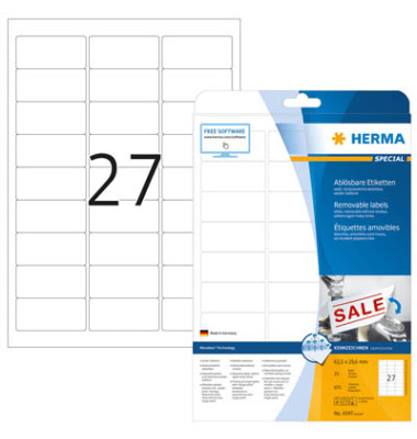 Etiketten Special 4347, weiß 63,5x29,6mm, rechteckig, 
