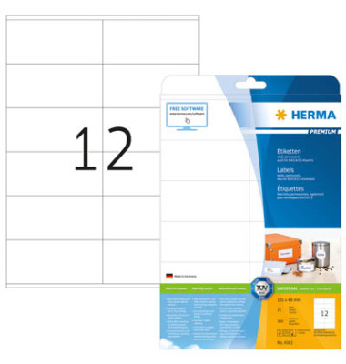 Etiketten Premium 4363, weiß 105x48mm, rechteckig, 