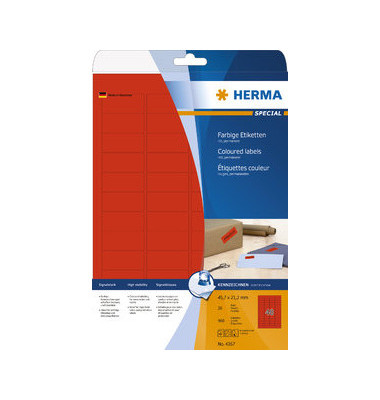 Etiketten Special 4367, rot, 45,7x21,2mm, rechteckig