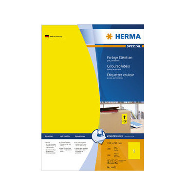 Etiketten Special 4401, gelb, 210x297mm, rechteckig