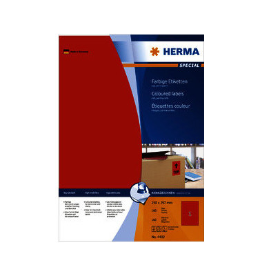Etiketten Special 4402, rot, 210x297mm, rechteckig