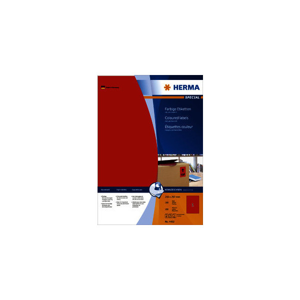 4008705044028 - HERMA 4402 Multifunktionsetiketten SuperPrint Rot Rechteckig 100 Etiketten pro Packung