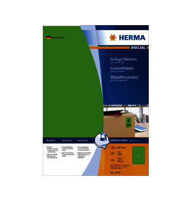 Etiketten Special 4404, gr&uuml;n, 210x297mm, rechteckig