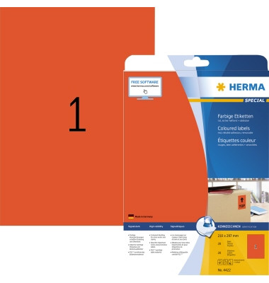 Etiketten Special 4422, rot, 210x297mm, rechteckig
