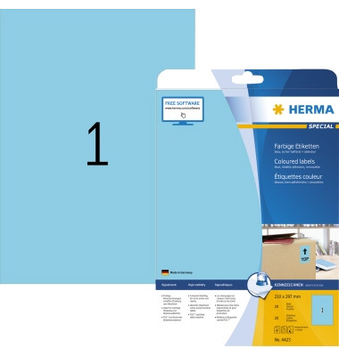 Etiketten Special 4423, blau, 210x297mm, rechteckig
