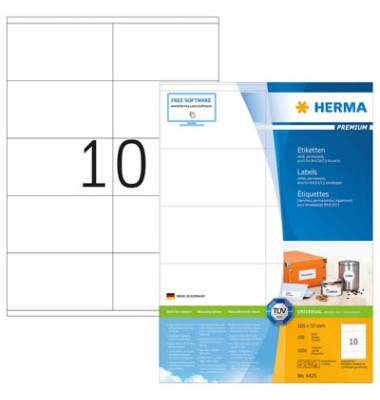 Herma Etiketten 4425 105 x 57 mm weiß 1000 Stück