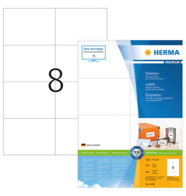 Herma Etiketten 4470 105 x 74 mm weiß 800 Stück