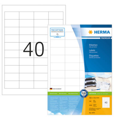 Herma Etiketten 4474 48,5 x 25,4 mm weiß 4000 Stück