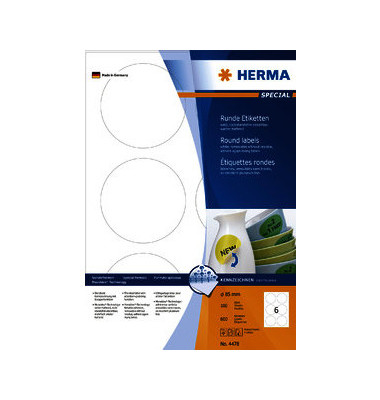 Etiketten Special 4478, weiß 85x85mm, rund, 