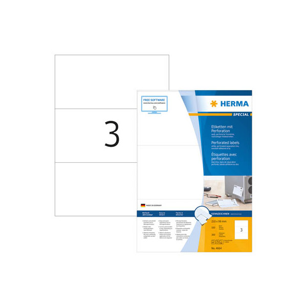 4008705046640 - Universaletiketten Special 4664 weiß rechteckig 210x99mm (BxH) 300 Etiketten  4008705046640 100 Blatt