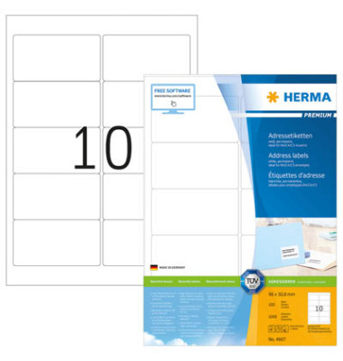 Etiketten Premium 4667, weiß 96x50,8mm, rechteckig, 