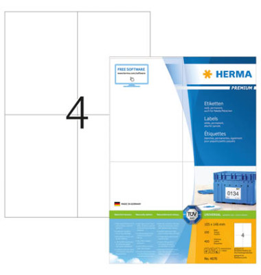 Herma Etiketten 4676 105 x 148 mm weiß 400 Stück