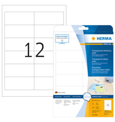 Folienetiketten Special 4682, transparent, 97x42,3mm (BxH), rechteckig
