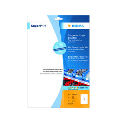 Folienetiketten Special 4693, wei&szlig;, 210x148mm (BxH), rechteckig
