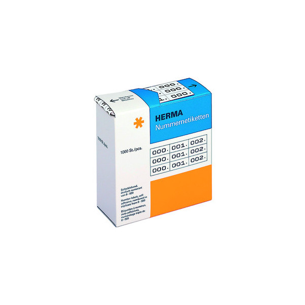 4008705048002 - HERMA Nummernetiketten dreifach selbstklebend 10x22 mm weiß schwarz - Schwarz - Weiß - Papier - Deutschland - 10 mm - 22 mm - 3000 Stück(e)