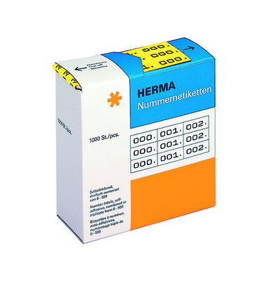 Nummernetiketten dreifach 0-999 gelb schwarz 10 x 22mm