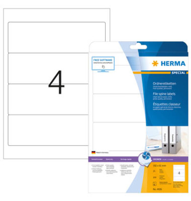 R&uuml;ckenschilder Special 4826, wei&szlig;, breit/kurz, 61x192mm, selbstklebend, permanent 