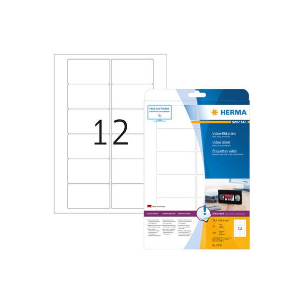 4008705050708 - HERMA CD-DVD Etiketten 5070 Weiß Rechteckig 300 Etiketten pro Packung
