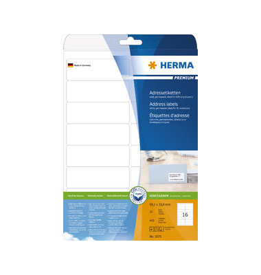 Etiketten Premium 5075, weiß 99,1x33,8mm, rechteckig, 