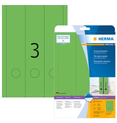 selbstklebende Rückenschilder A4 Etiketten 5139 grün breit/lang 61x297mm (BxH) selbstklebend permanent 
