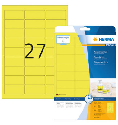 Etiketten Special 5140, neongelb, 63,5x29,7mm, rechteckig