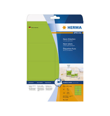 Etiketten Special 5147, neongr&uuml;n, 99,1x67,7mm, rechteckig