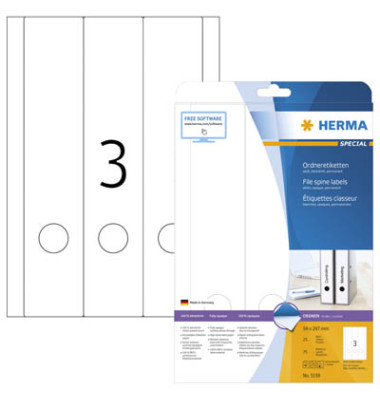 selbstklebende Rückenschilder Special 5159 weiß breit/lang 59x297mm selbstklebend permanent 