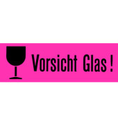 Versandzettel selbstklebend "Vorsicht Glas" rot/schwarz 39x118mm 6750