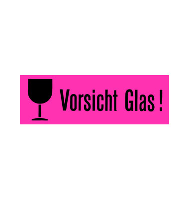 Versandzettel selbstklebend "Vorsicht Glas" rot/schwarz 39x118mm 6750