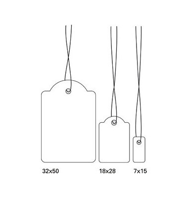 Hängeetiketten mit weißem Faden 32 x 50 mm 6948