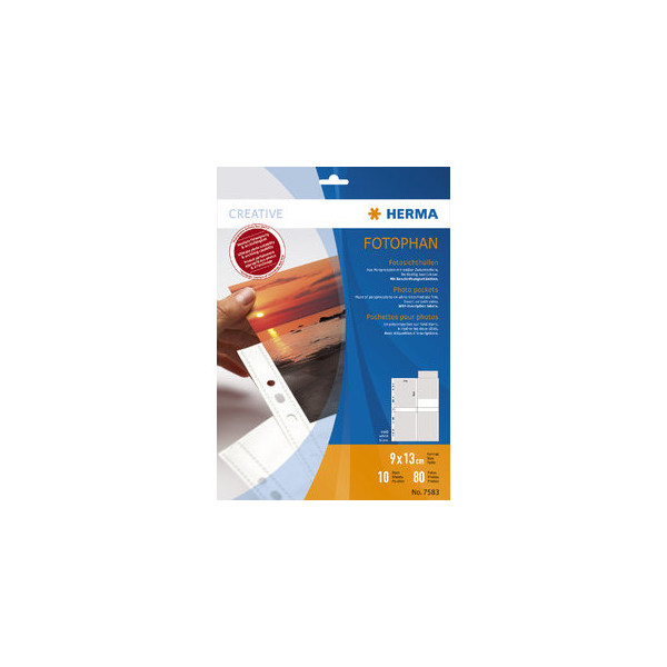 4008705075831 - Prospekthüllen Fotophan 7583 beidseitig bestückbar mit Beschriftungsetiketten in jeder 10-Blatt-Packung A4 klar glatt oben of 10 Stück