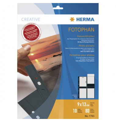 Fotosichth&uuml;llen f. 80 Fotos 9x13cm hoch 10 Bl