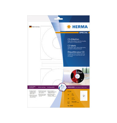 CD Etiketten 8900 Ø 116 mm weiß 20 Stück CD Etiketten 8900 Ø 116 mm weiß 20 Stück